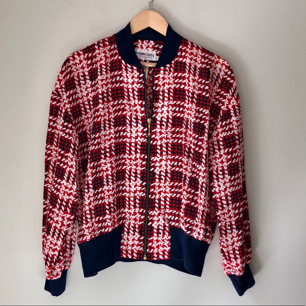 VTG. Andrea Gayle Red Plaid Bomber Jacket